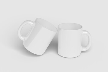 Realistic White Mug Illustration for Branding Mockup. 3D Render.