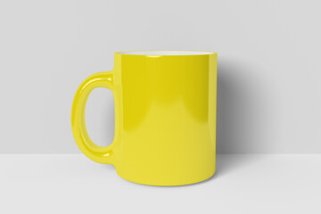 Realistic Yellow Mug Illustration for Branding Mockup. 3D Render.