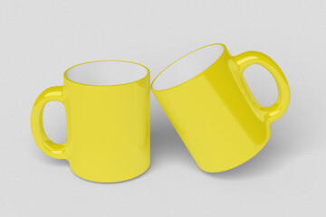Realistic Yellow Mug Illustration for Branding Mockup. 3D Render.