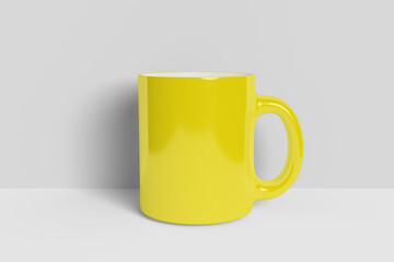 Realistic Yellow Mug Illustration for Branding Mockup. 3D Render.