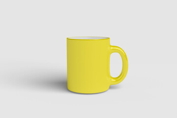 Realistic Yellow Mug Illustration for Branding Mockup. 3D Render.