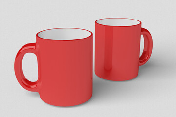 Realistic Red Mug Illustration for Branding Mockup. 3D Render.