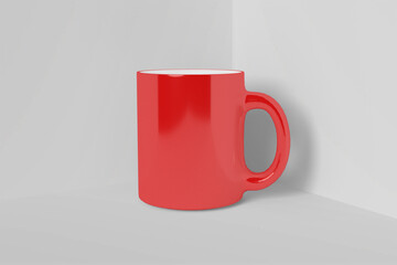 Realistic Red Mug Illustration for Branding Mockup. 3D Render.