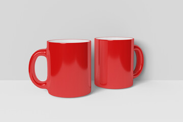 Realistic Red Mug Illustration for Branding Mockup. 3D Render.