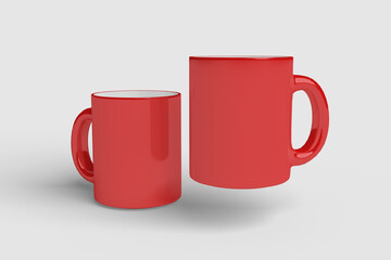 Realistic Red Mug Illustration for Branding Mockup. 3D Render.