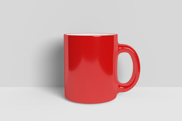 Realistic Red Mug Illustration for Branding Mockup. 3D Render.