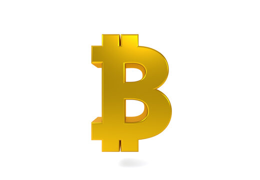 3d bitcoin render minimalistic simple symbol design with isolated background