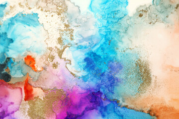 Art Abstract  watercolor and acrylic flow blot painting. Color horizontal canvas texture background.