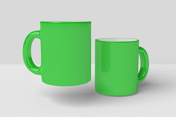 Realistic Green Mug Illustration for Branding Mockup. 3D Render.