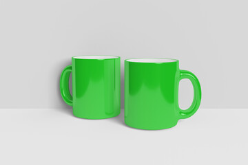Realistic Green Mug Illustration for Branding Mockup. 3D Render.