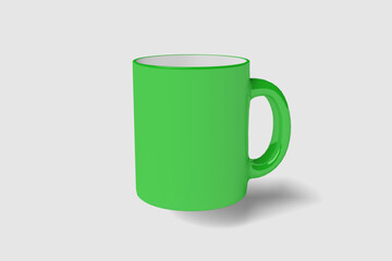Realistic Green Mug Illustration for Branding Mockup. 3D Render.