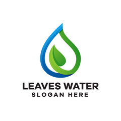 Leaves Water Gradient Logo Design
