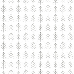 Vector seamless pattern with winter trees in the snow - spruce and pine