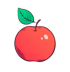 Red apple on a white background. An appetizing fruit for a healthy diet. Vector isolated illustration hand drawn