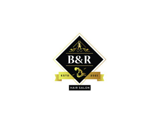 Luxury BR Logo, Letter br b r Logo Icon Vector For Luxury hair salon, hair salon shop, vintage salon, barber and beauty hair salon business - obrazy, fototapety, plakaty