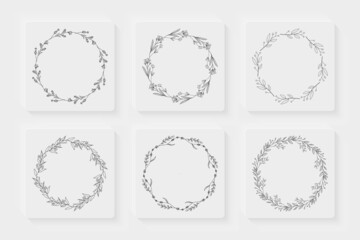 Obraz premium Wedding invitation floral frames set. Hand drawn frame with flower decoration