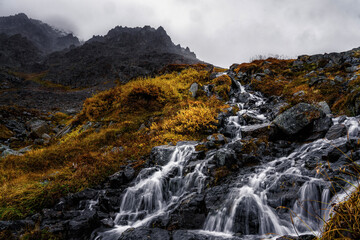 waterfall in the mountains