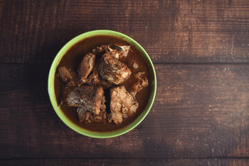 Indian home made spicey fish curry in bowl
