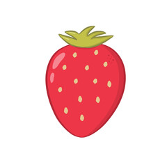 Cute cartoon strawberry isolated on white background. Healthy dessert. Vector illustration.