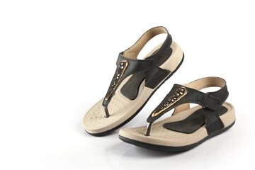 Indian made Ladies Sandals on white background	
