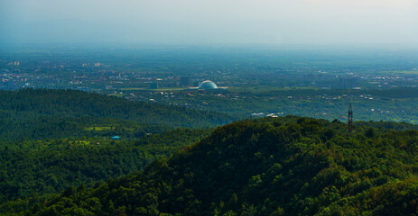 Fototapeta premium SATAPLIA, KUTAISI, GEORGIA: Beautiful view from the observation deck of the surroundings and the city of Kutaisi.