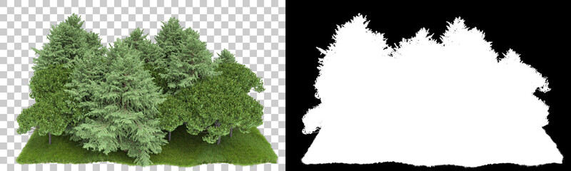 Forest isolated on background with mask. 3d rendering - illustration