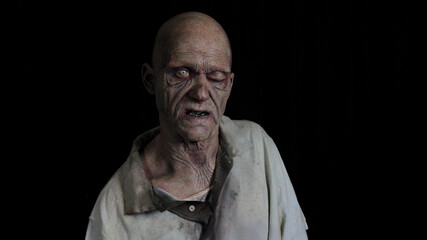 Bald Grandpa Zombie on Black 