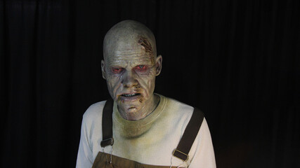 Green Mutant Zombie Bald on black 1