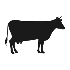 Cow vector silhouette. Farm animal silhouette
