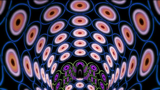 Fluorescent Psychedelic Retro Tunnel Changing Colors loop