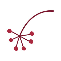 Small sprig of red autumn or winter berries. Simple botanical flat element and clipart for design of package, greeting card, advertising banner. Seasonal foliage object. Autumnal item for Harvest Day.