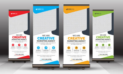 Corporate Roll Up Banner, Modern X Banner Signage Standee Template Design