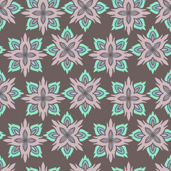 Fototapeta premium Modern seamless stylized design with abstract calligraphic lines in flower shape