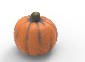 Isolated orange pumpkin on the background 3d-rendering