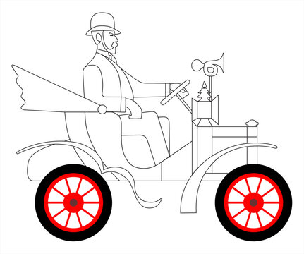 Old car coloring picture