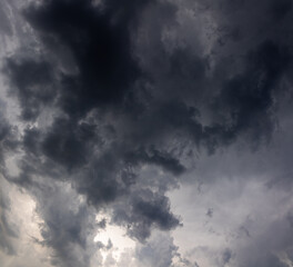 Black stormy ragged clouds before a thunderstorm.