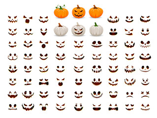 The main symbol of the Happy Halloween holiday. Orange pumpkin with smile for your design for the holiday Halloween.Collect your own pumpkin.