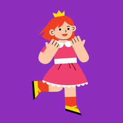 Little girl in Princess costume for Trick or Treat on white background. Happy Halloween Concept.