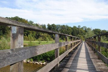 Fototapeta na wymiar holzbrücke auf den wanderweg in naturschutzgebit