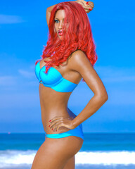 Fototapeta premium Woman swimsuit on beach.