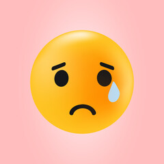 Sad Emotion Icon. Crying Face. Reactions UI for Social Media. Vector illustration