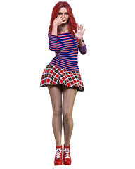 Beautiful woman in short skirt and boots.