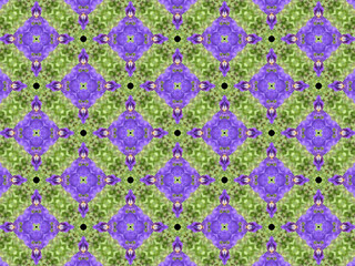 Purple and Green Abstract Geometric Floral Tile Background Wallpaper