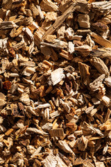 Background of wood chips, organic garden