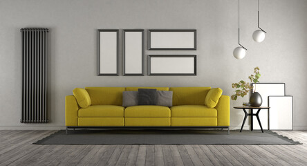 Yellow sofa in a minimalist interior