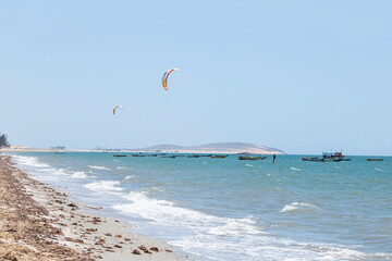 kite surfing on the beach
