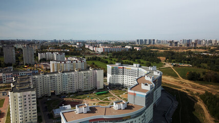 Obraz premium City block. Modern multi-storey buildings. Aerial photography.