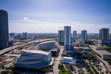 Fototapeta na wymiar Aerial Drone of Biscayne Bay Miami Florida 