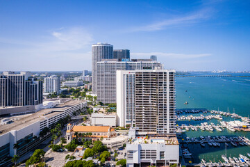 Aerial Drone of Biscayne Bay Miami Florida 