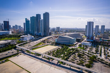 Aerial Drone of Biscayne Bay Miami Florida 